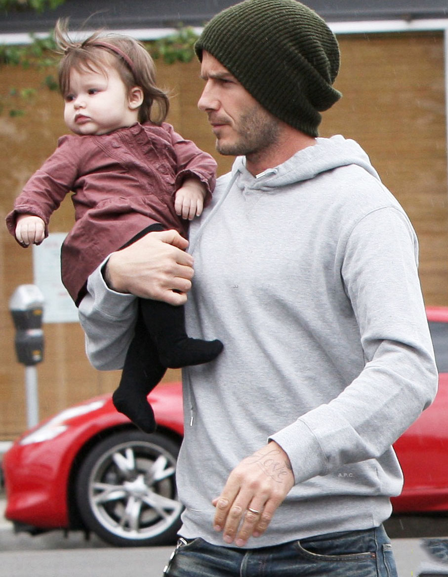 David and Victoria Beckham with their children. Santa Monica, CA.