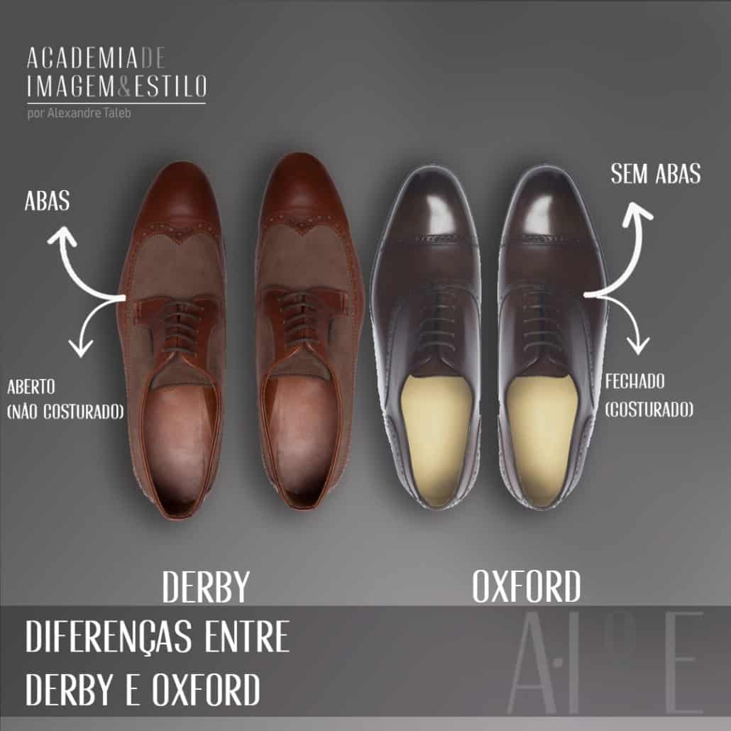 diferenças entre sapato derby e oxford